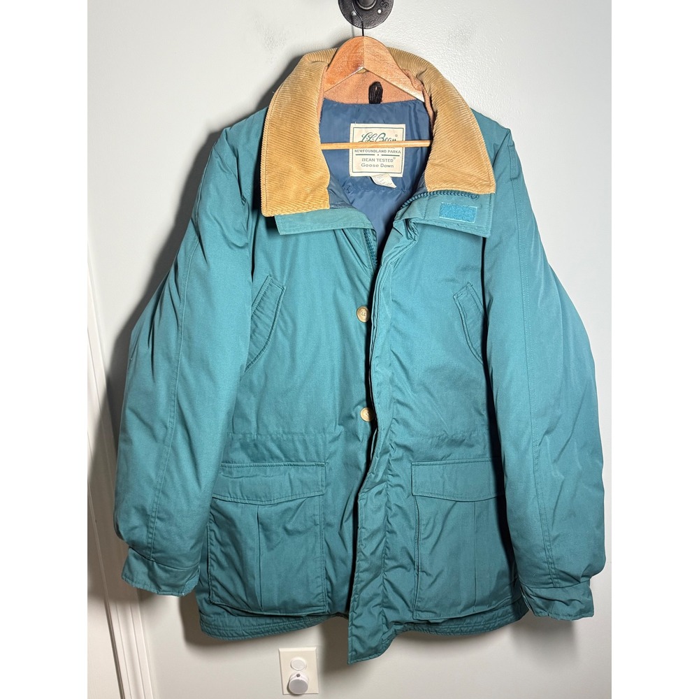 Vintage 80s LL Bean Newfoundland Parka Goose Down Jacket Teal Green Mens XL USA
